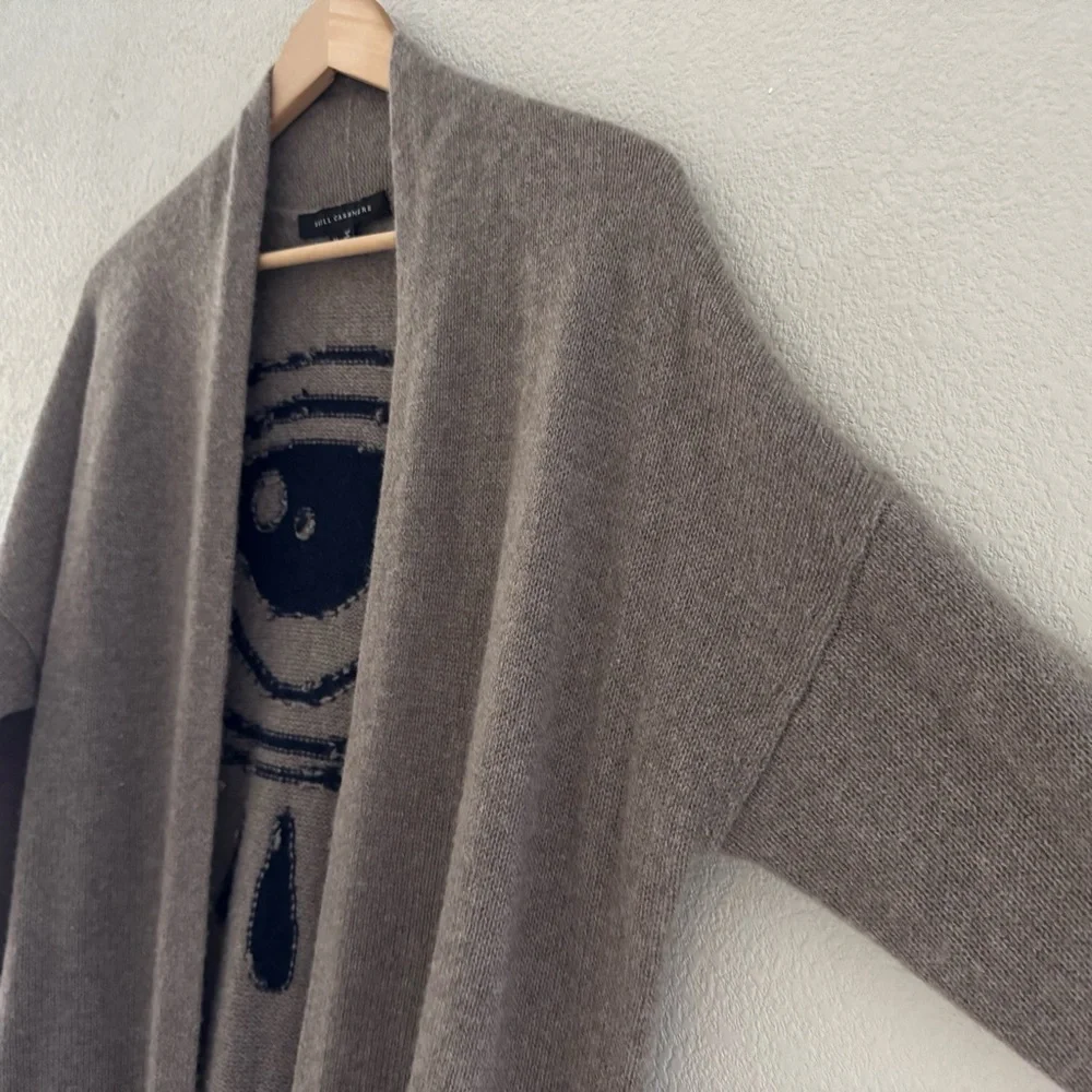 Skull Cashmere Jansen Eye Cardigan Duster Sweater Med Cashmere Boho Chic Brown - Picture 11 of 14